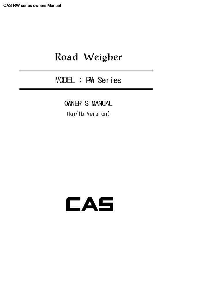 CAS RW series owners manual PDF - The Checkout Tech - Store